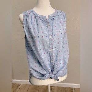 EUC LOFT BUTTON DOWN SHIMMER CLIP DOT